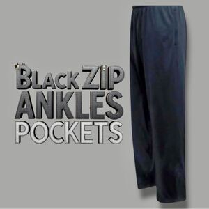 Pennant Sportswear Performance Black Zip Ankles/Pockets Activewear Joggers L 🍭